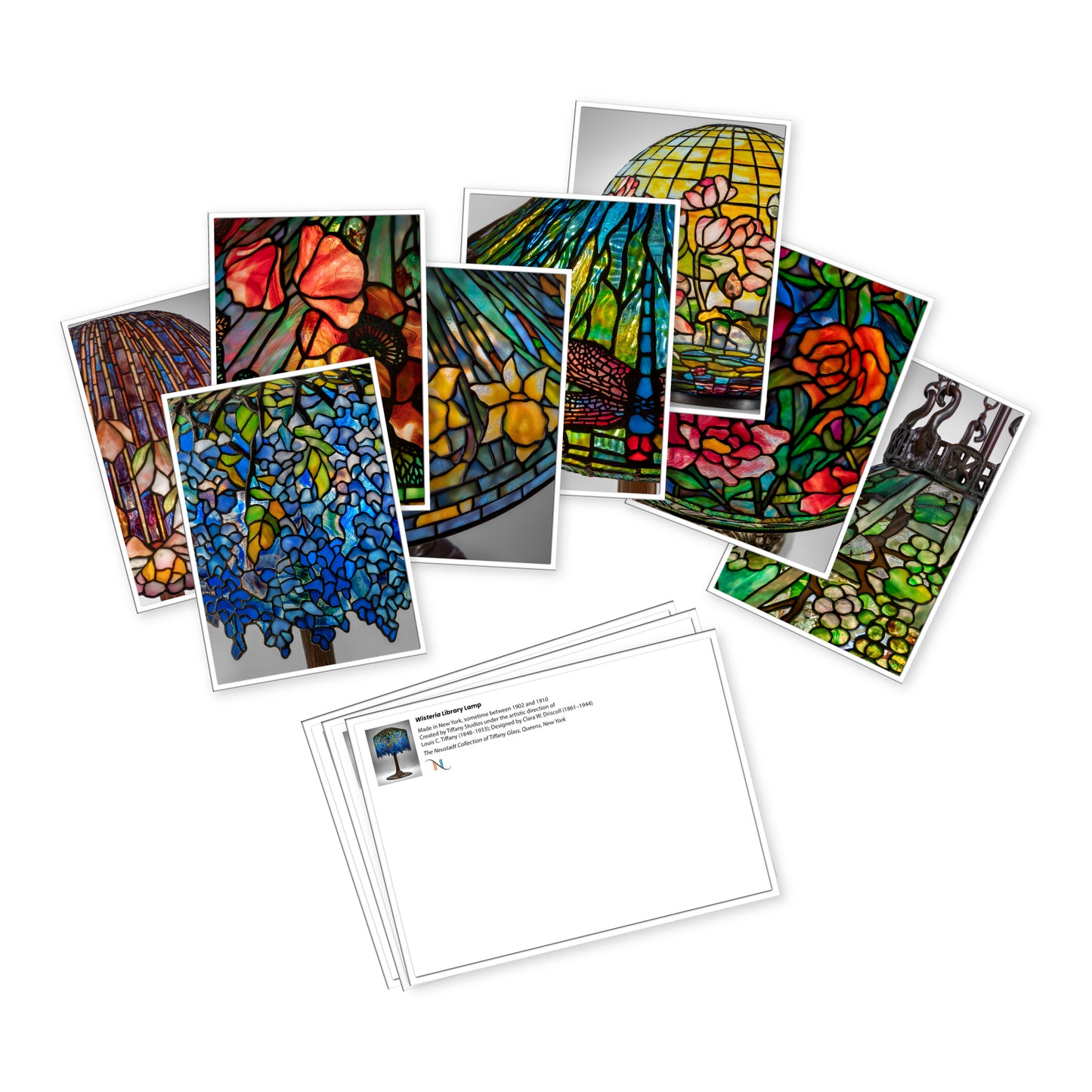 Tiffany lamp postcards, set of 8