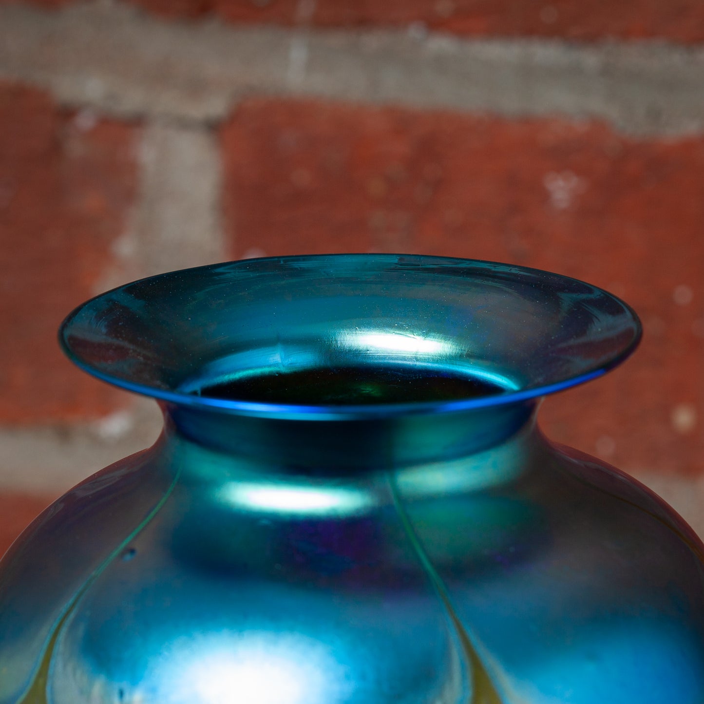 Small Art Glass Vase with Feather Decoration