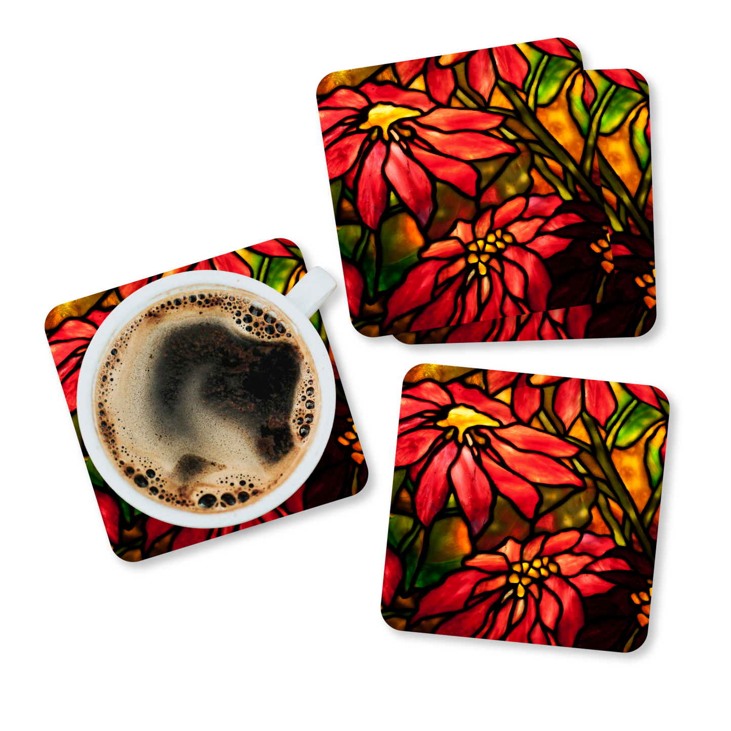"Poinsettia" coasters, set of 4