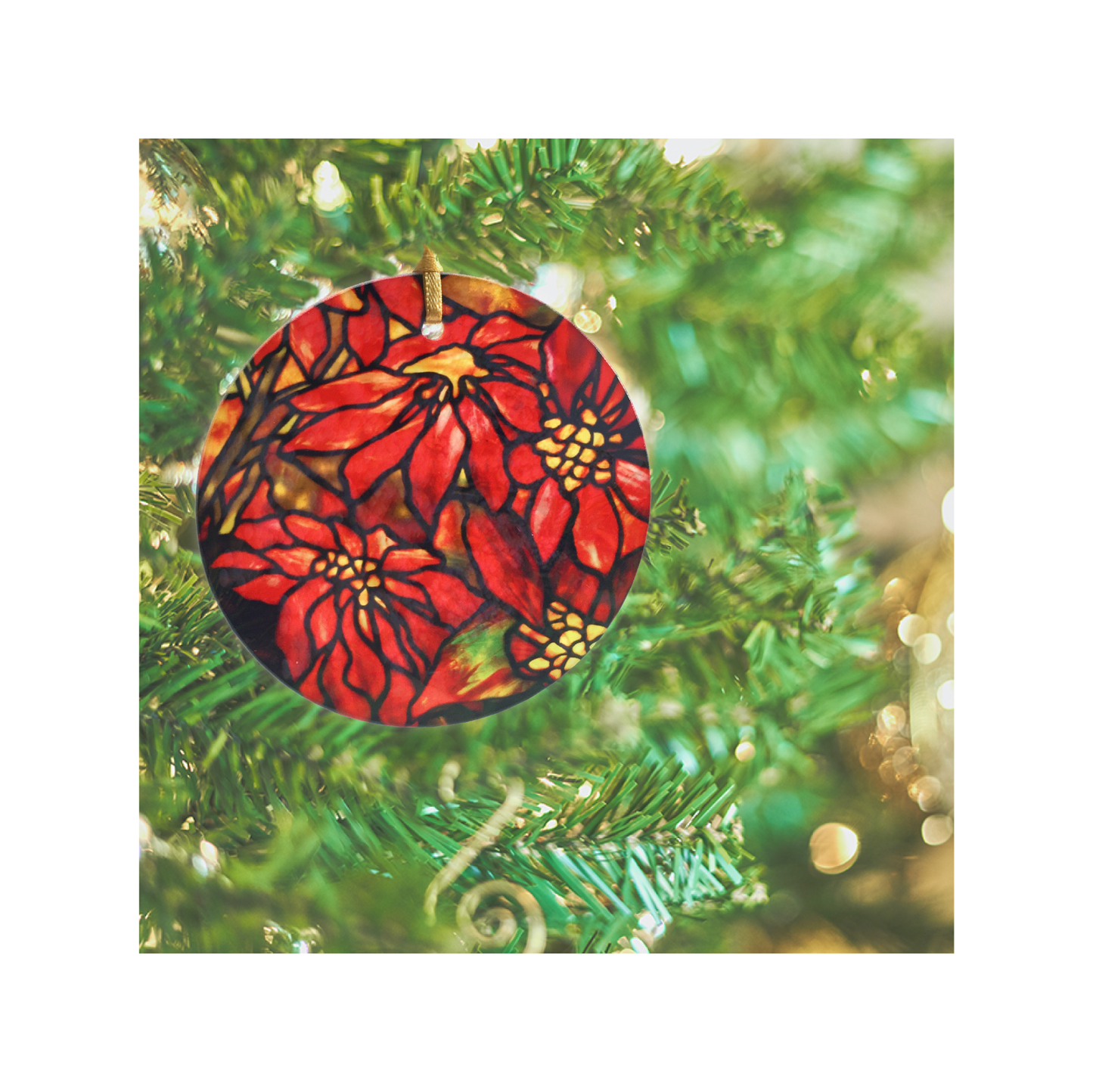 Poinsettia glass ornament / sun catcher