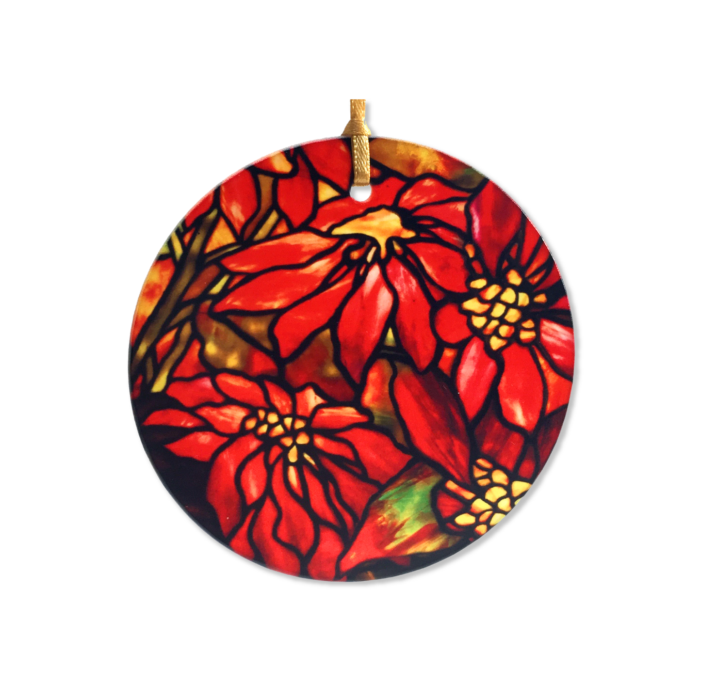 Poinsettia glass ornament / sun catcher