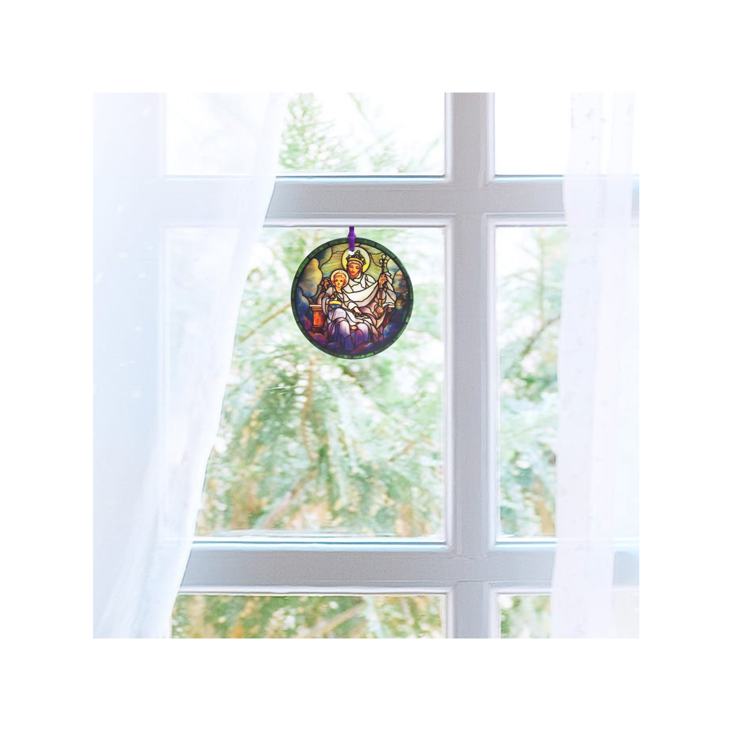 Salve Regina glass ornament / sun catcher