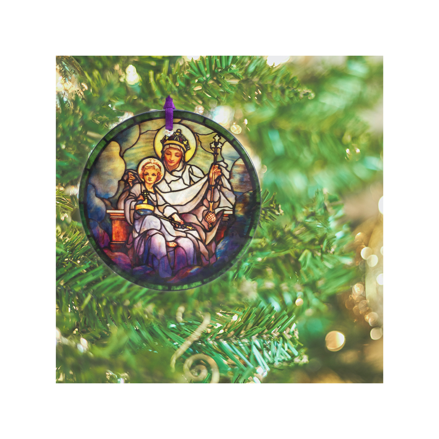 Salve Regina glass ornament / sun catcher