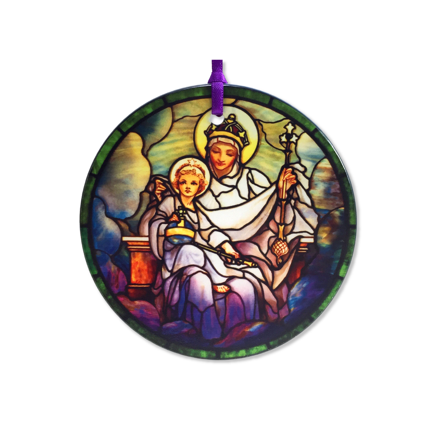 Salve Regina glass ornament / sun catcher