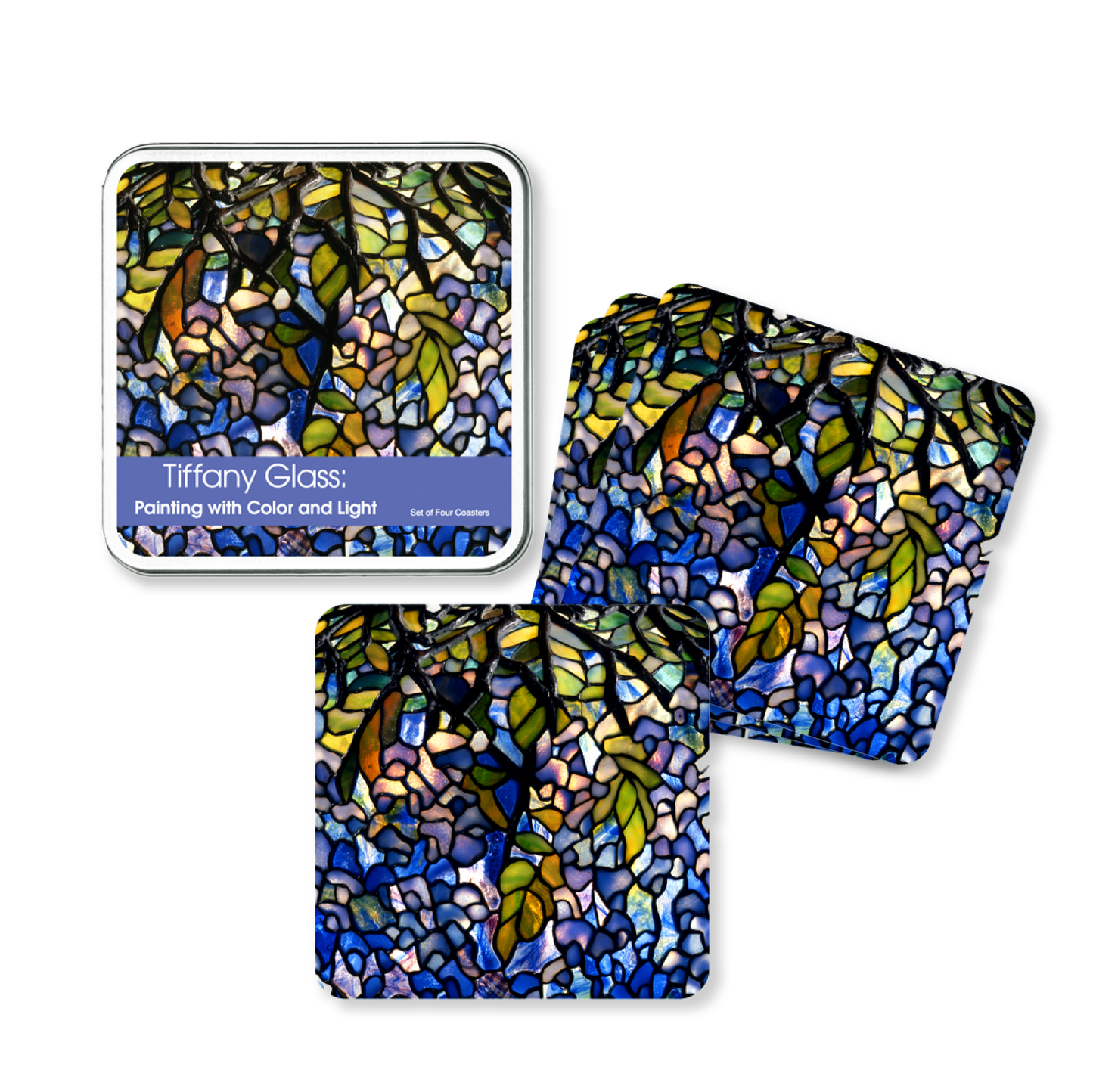 "Wisteria" coasters, set of 4