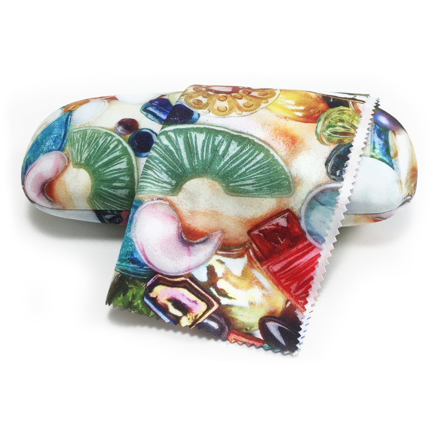 "Glass Jewels" eyeglasses case with lens cloth