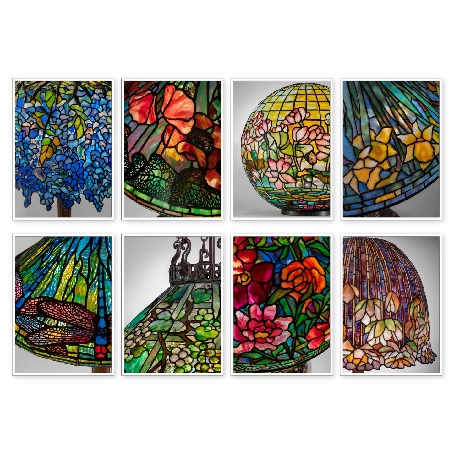 Tiffany lamp postcards, set of 8