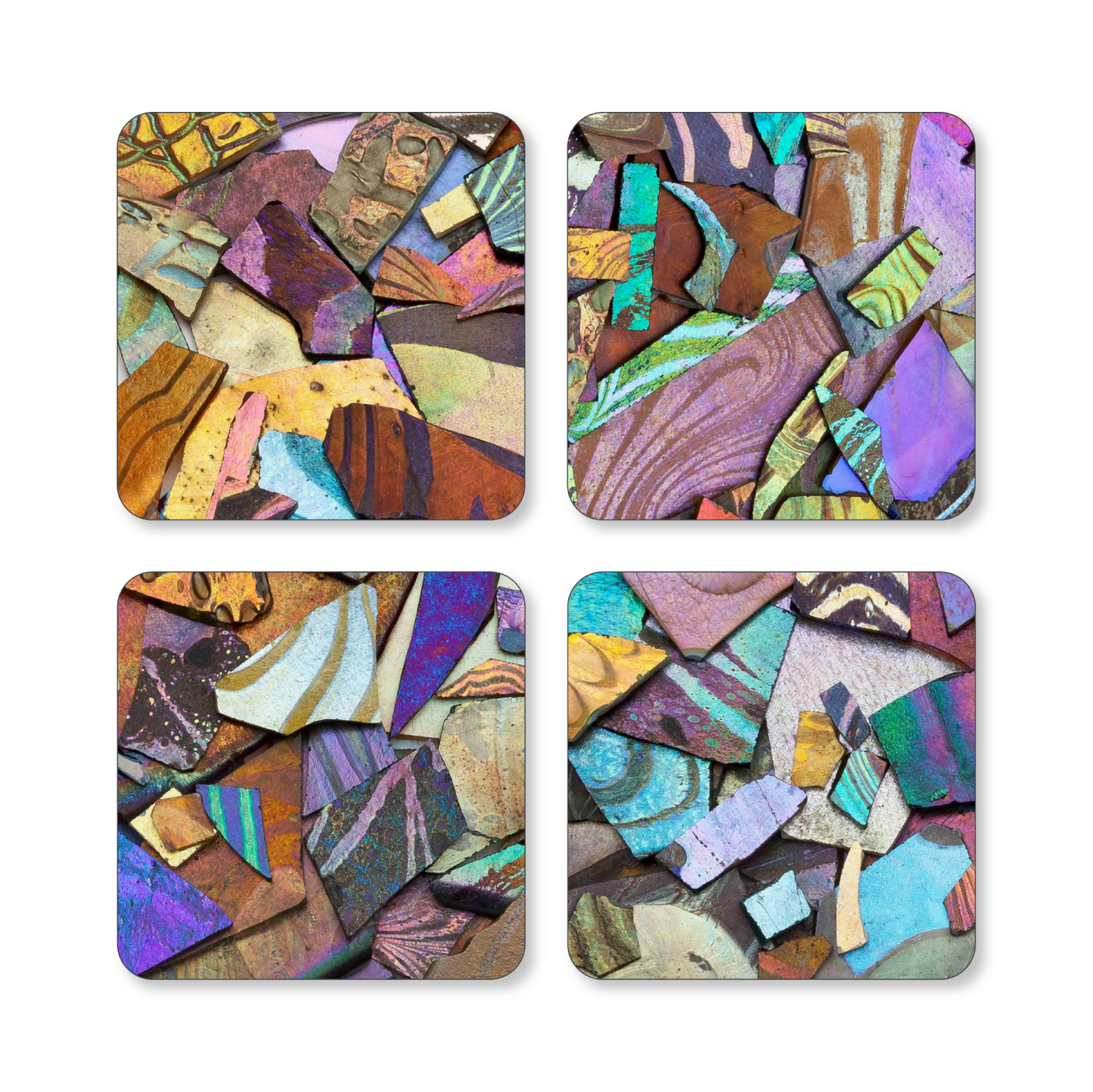 "Iridescence" coasters, set of 4