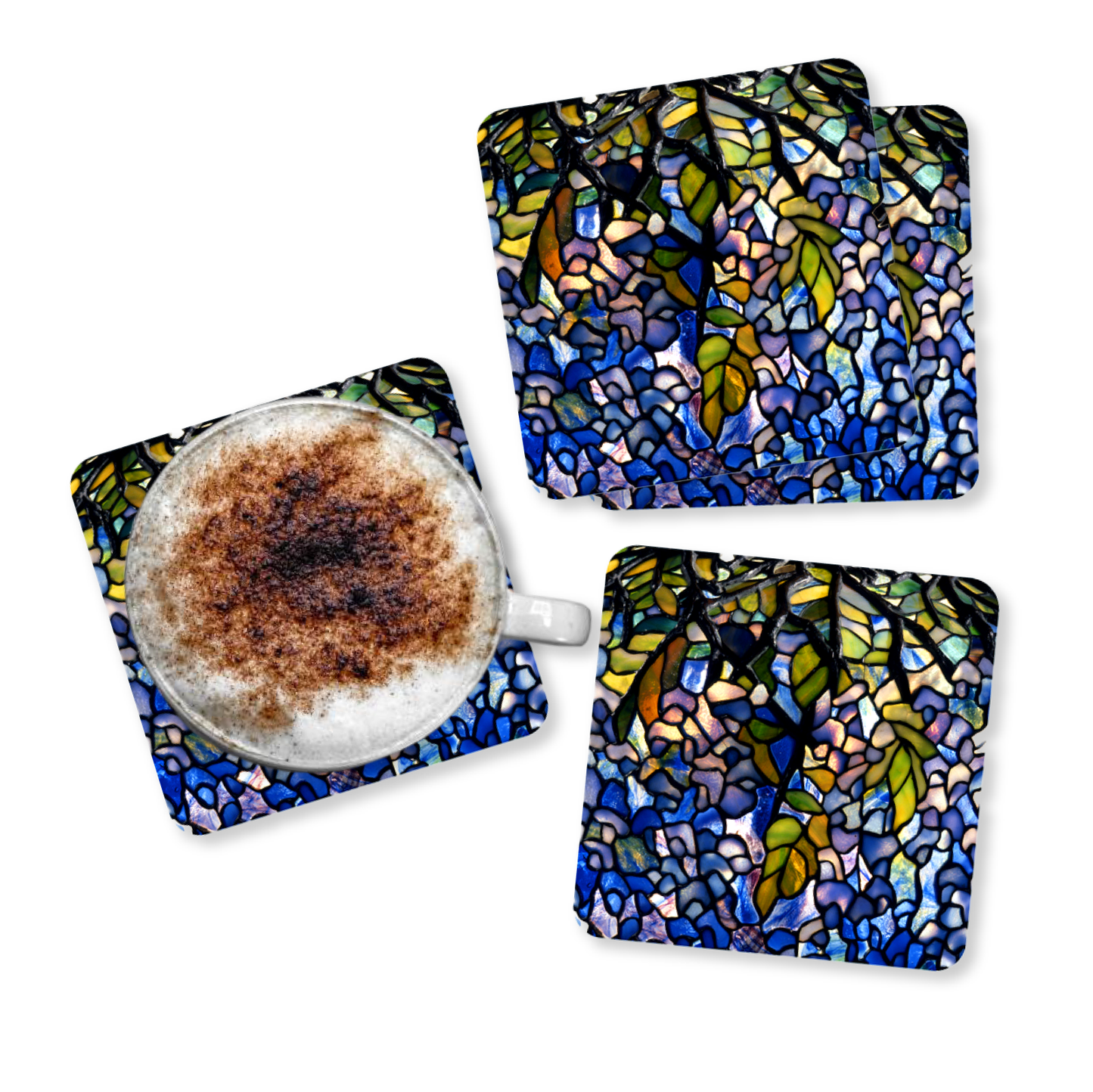 "Wisteria" coasters, set of 4